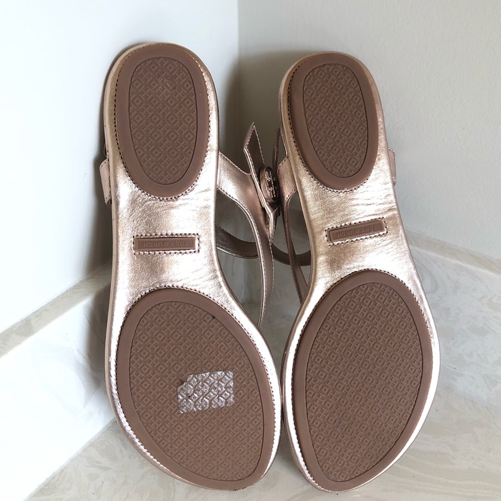 Tory Burch Rose Gold Minnie Travel Sandals Size 7 - Picture 4 of 4